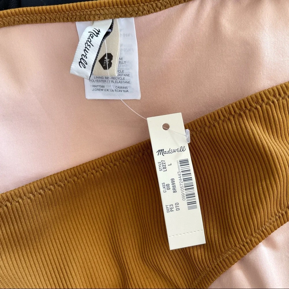 Madewell Second Wave‎ Ribbed Hipster Bikini Bottom Women XL Burnished Amber NWT